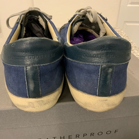 Navy Golden Goose Canvas/Leather Superstars Sneakers Sz 42/US11 - Picture 7 of 16